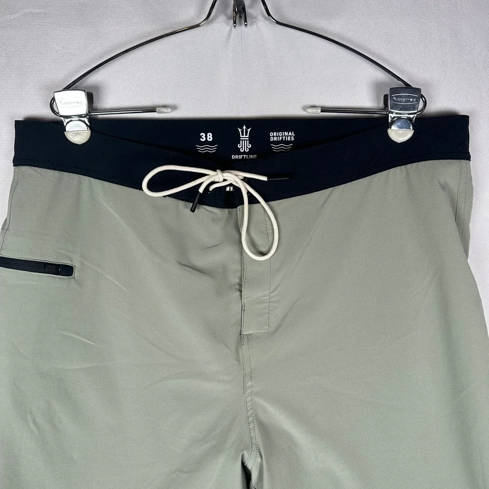 Driftline Original Drifties Board Shorts Mens 38 Sage Green Neoprene Lined Surf